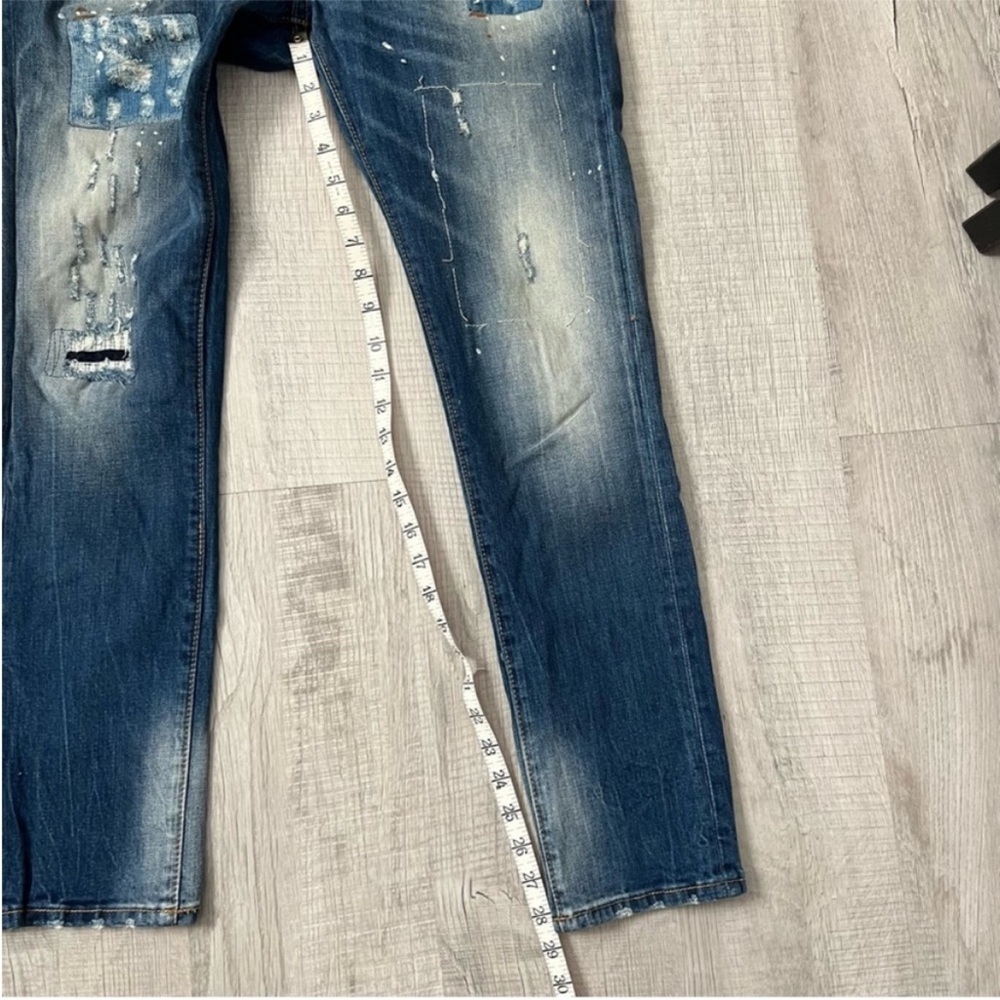 DSQUARED2 Distressed Skinny Skater Patchwork Jeans Blue Size 29 - Picture 14 of 16